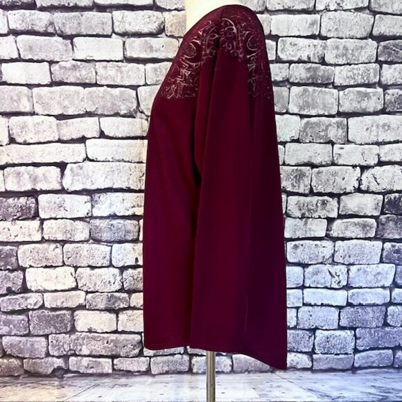 Ava & Viv Burgundy Long Sleeve Blouse Size X - Picture 3 of 8